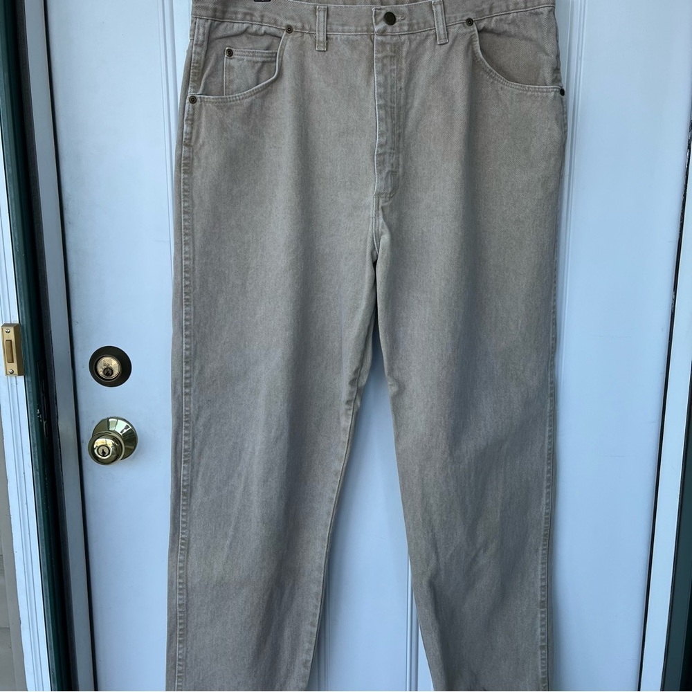 •WRANGLER• Men's Tan Premium Quality Authentic Denim Jeans - Size 40x32 - Picture 1 of 7